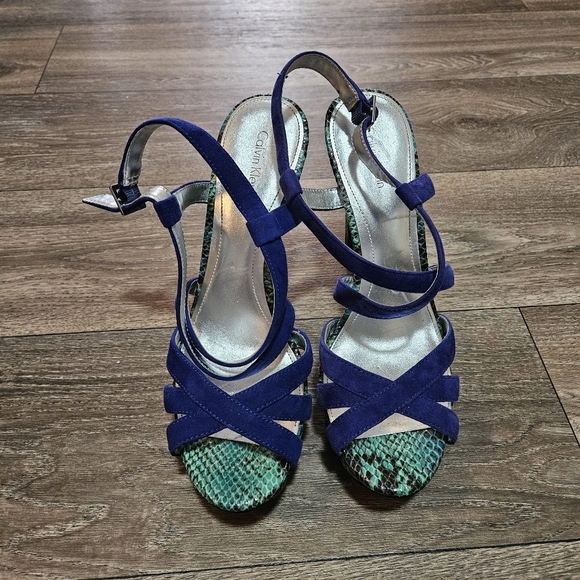 Calvin Klein Shoes - Calvin Klein Blue and Green Women's Sandals. Size 9.5